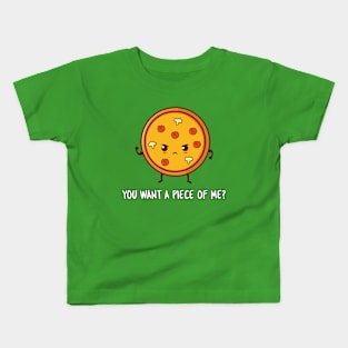 Funny Tough Pizza Cartoon - Humor Cute Graphic Kids T-Shirt